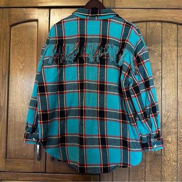 MOTHER The Fringe Benefits Plaid Shirt Size Large - Picture 2 of 9